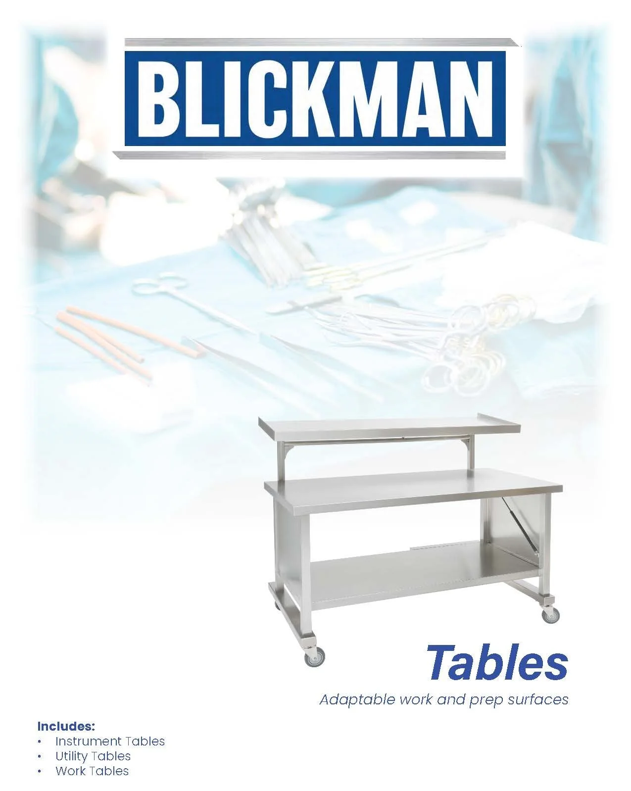 Ergonomic, Hydraulic Stainless Steel Medical Instrument Table